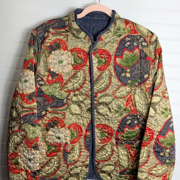 CHICO'S Reversible Denim Quilted Jacket Sz XL - Picture 5 of 8